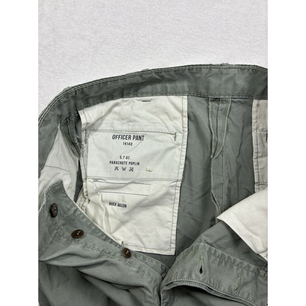 Buck Mason Men's 34 washed Green parachute poplin pants officer pants 14140 - Picture 4 of 9